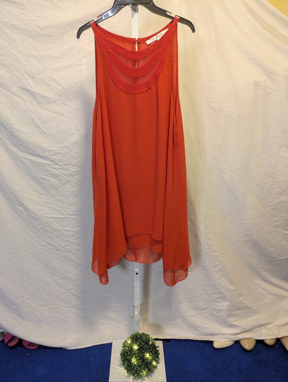 ​Max Studio Sleeveless Layered High-Low Tunic Blouse Red M